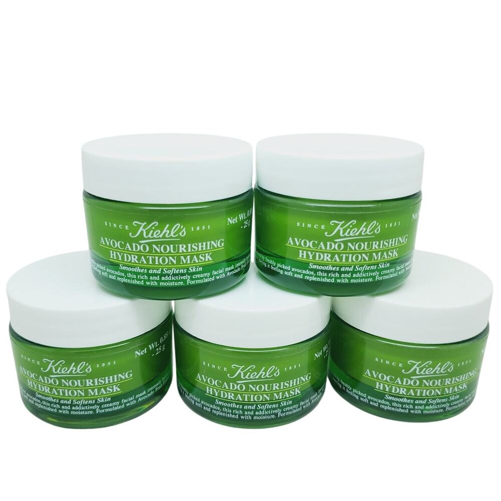 New Lot Of 5 Kiehl's Avocado Nourishing Hydration Mask 0.88 OZ Each Travel Size